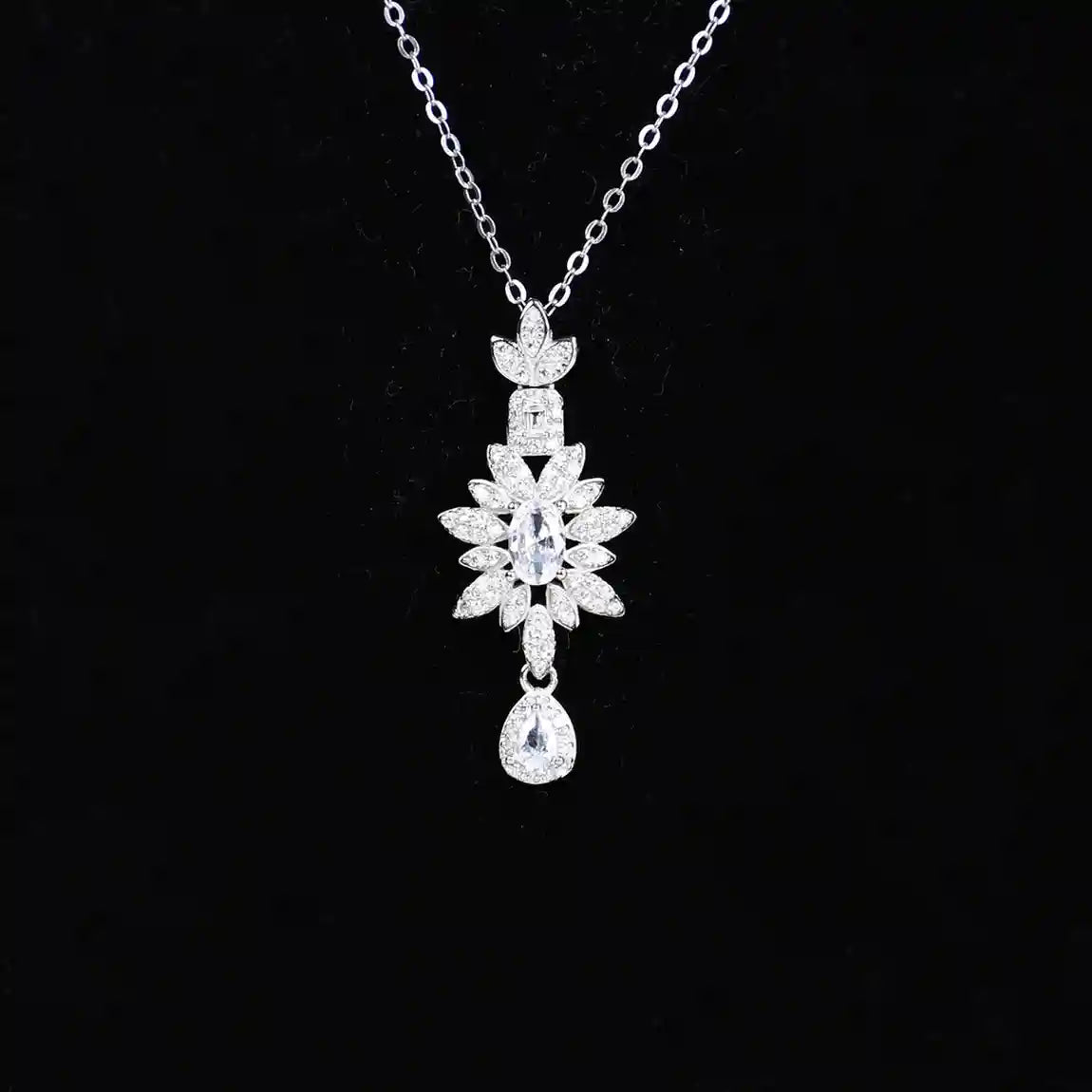 925 silver chain with zirconia studded premium pendant – sparkle refined