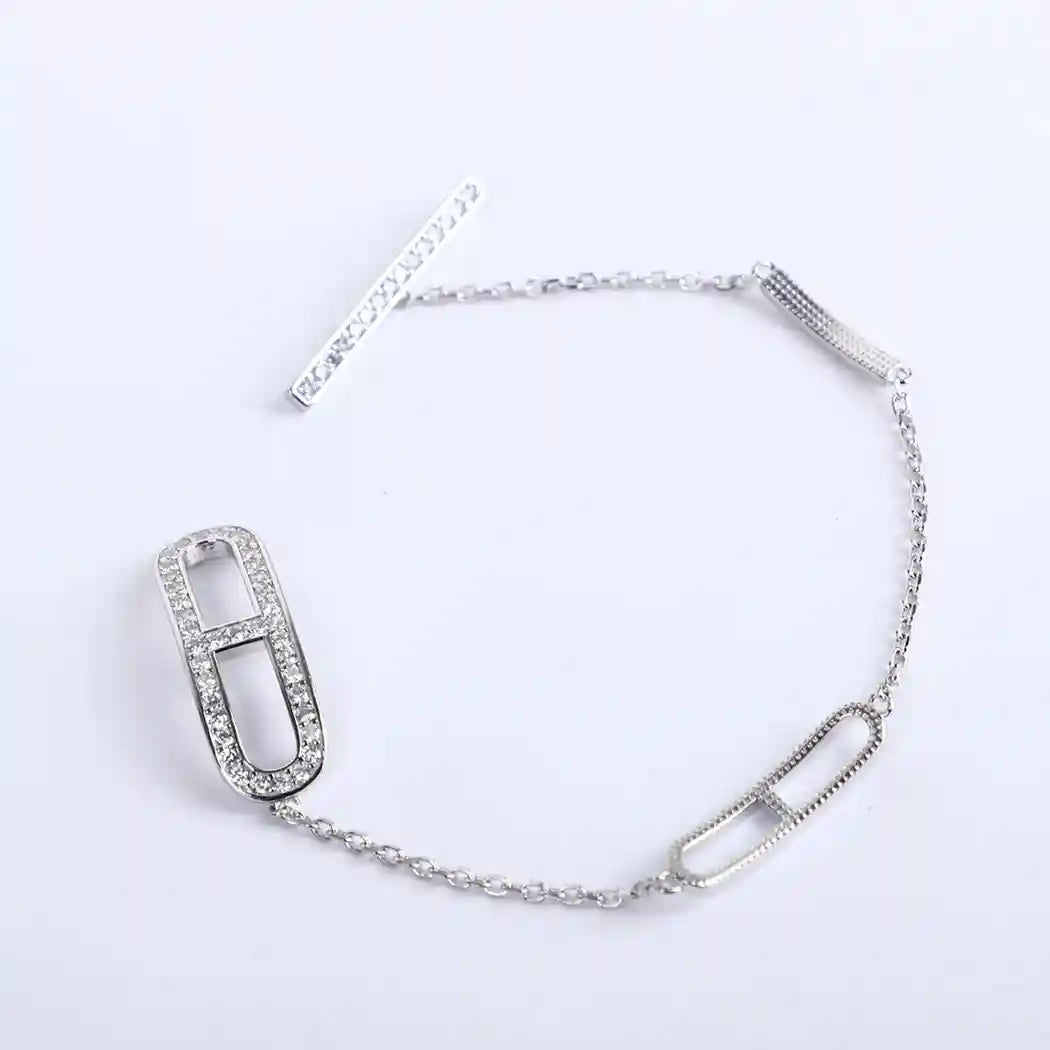 925 silver chain bracelet with geometric link accents – modern minimalist sparkle
