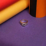 Load image into Gallery viewer, Men's Pyramid-Cut Silver Ring with Brilliant Center Stone – Modern Geometric Design