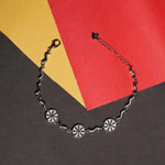 Load image into Gallery viewer, 925 Silver Chain Bracelet with Geometric Floral Accents – Artful Elegance