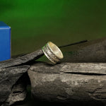 Load image into Gallery viewer, Men's Oxidized Silver Spinner Ring – Tribal Rope & Zigzag Design