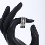 Load image into Gallery viewer, Men's Oxidized Silver Spinner Ring – Tribal Rope & Zigzag Design
