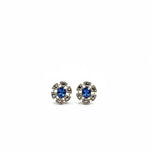Load image into Gallery viewer, Midnight Bloom Oxidized Silver Blue Stone Earrings