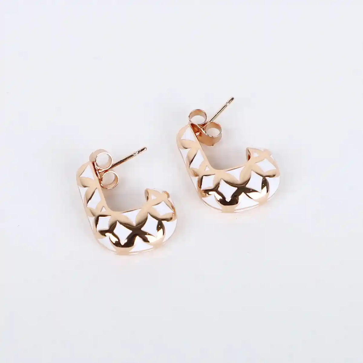 925 rose gold plated silver hoop earrings – geometric radiance