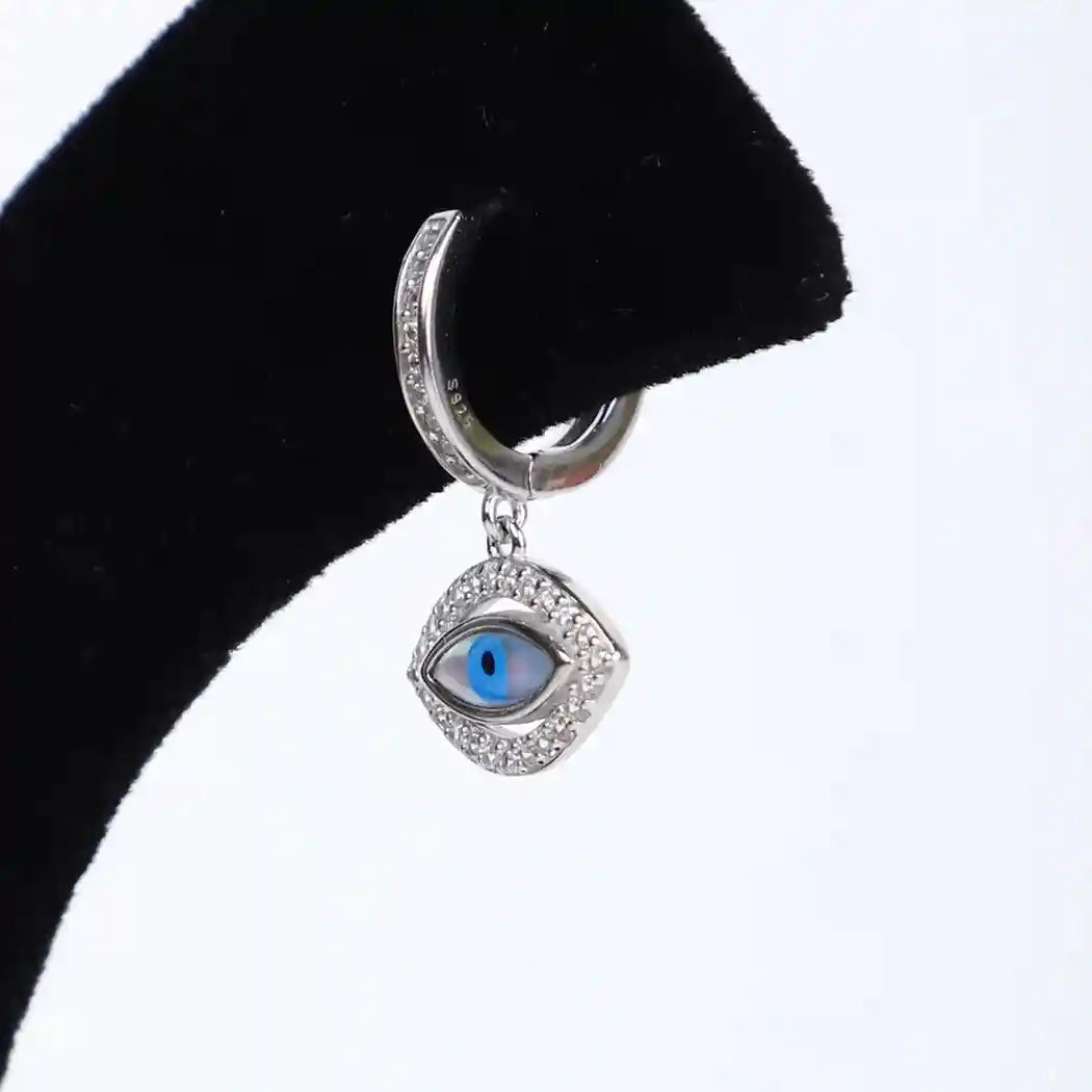 925 Silver Evil Eye Sparkle Stud Earrings