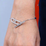 Load image into Gallery viewer, 925 Silver Chain Bracelet with Geometric Link Accents – Modern Minimalist Sparkle

