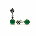 Load image into Gallery viewer, Mystic Glow Oxidized Silver Green Stone Earrings
