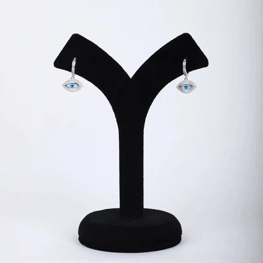 925 Silver Evil Eye Sparkle Stud Earrings