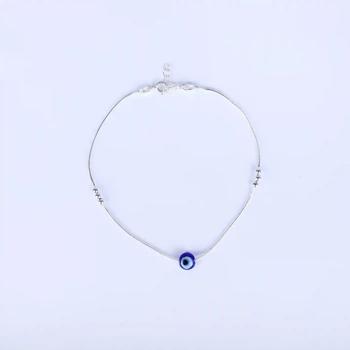 Guardian glimmer: 925 silver evil eye anklet