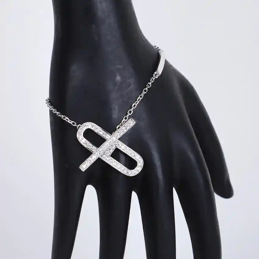 925 Silver Chain Bracelet with Geometric Link Accents – Modern Minimalist Sparkle