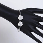 Load image into Gallery viewer, Elegant Silver Kadha Bracelet with Intricate Flower Design
