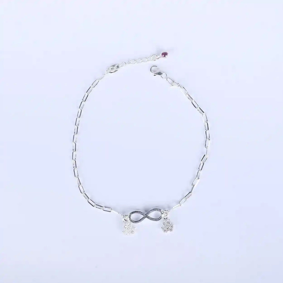 Sparkling Eternity: 925 Silver Studded Infinity Anklet