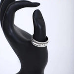 Load image into Gallery viewer, Men's Silver Braided Spinner Ring – Bold &amp; Timeless Design
