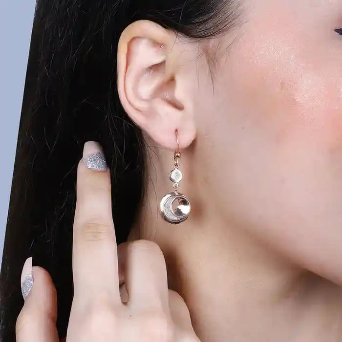 925 Rose Gold-Plated Silver Moon Earrings – Celestial Glow
