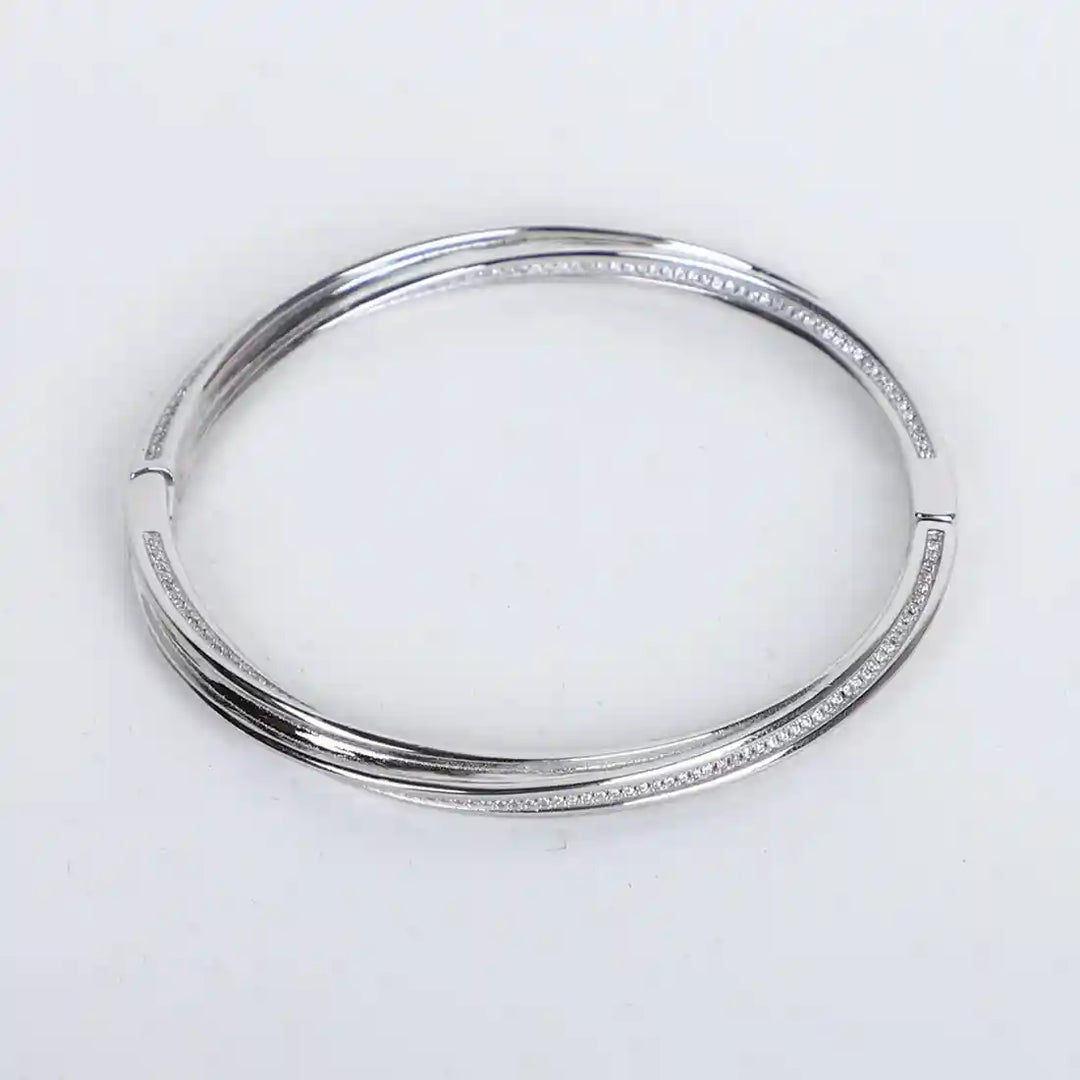 Radiant 92.5 Silver Kadha Bracelet with Dazzling Stone Studs