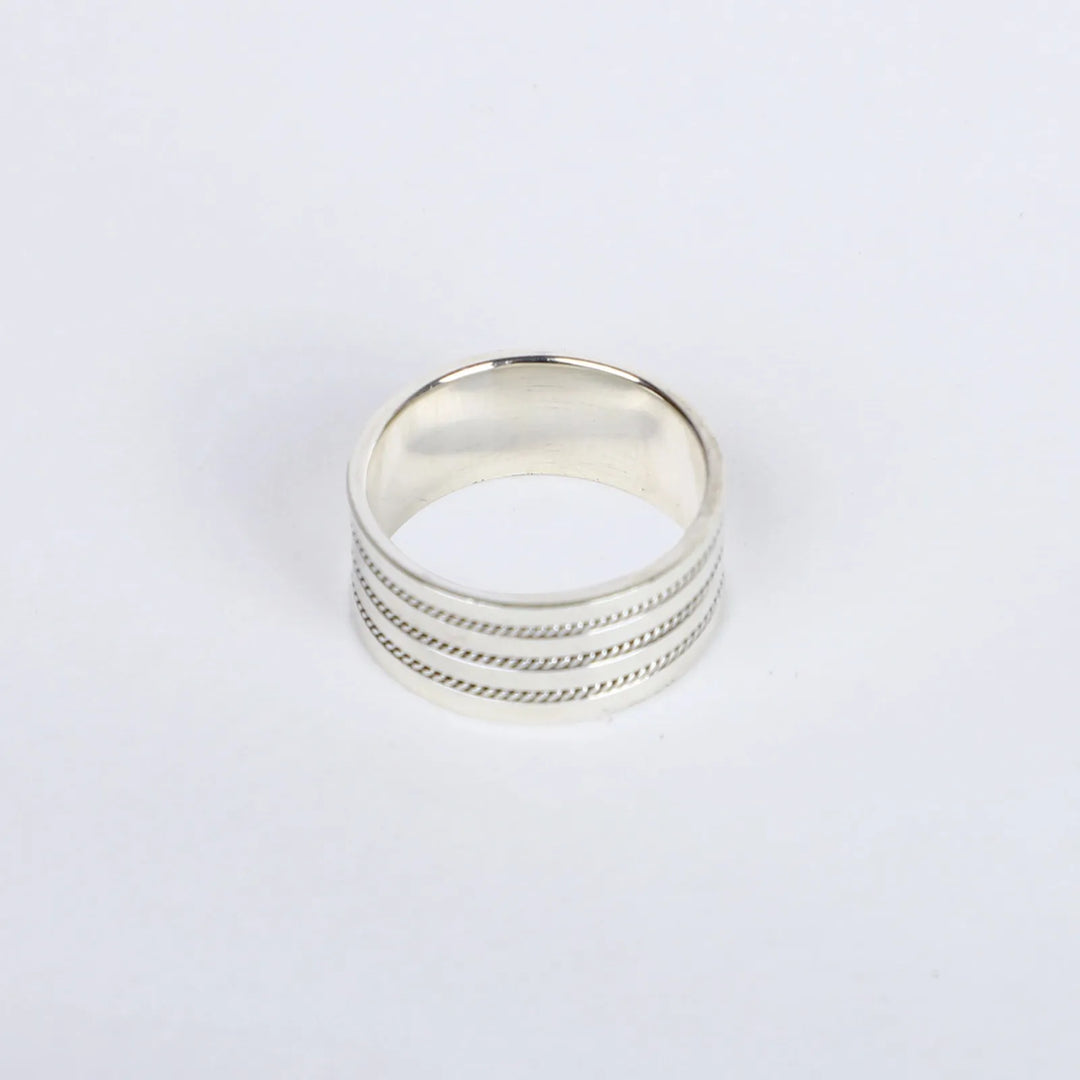 Men's Sterling Silver Textured Band Ring – Classic & Bold Design