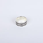 Load image into Gallery viewer, Men's Oxidized Silver Spinner Ring – Tribal Rope &amp; Zigzag Design
