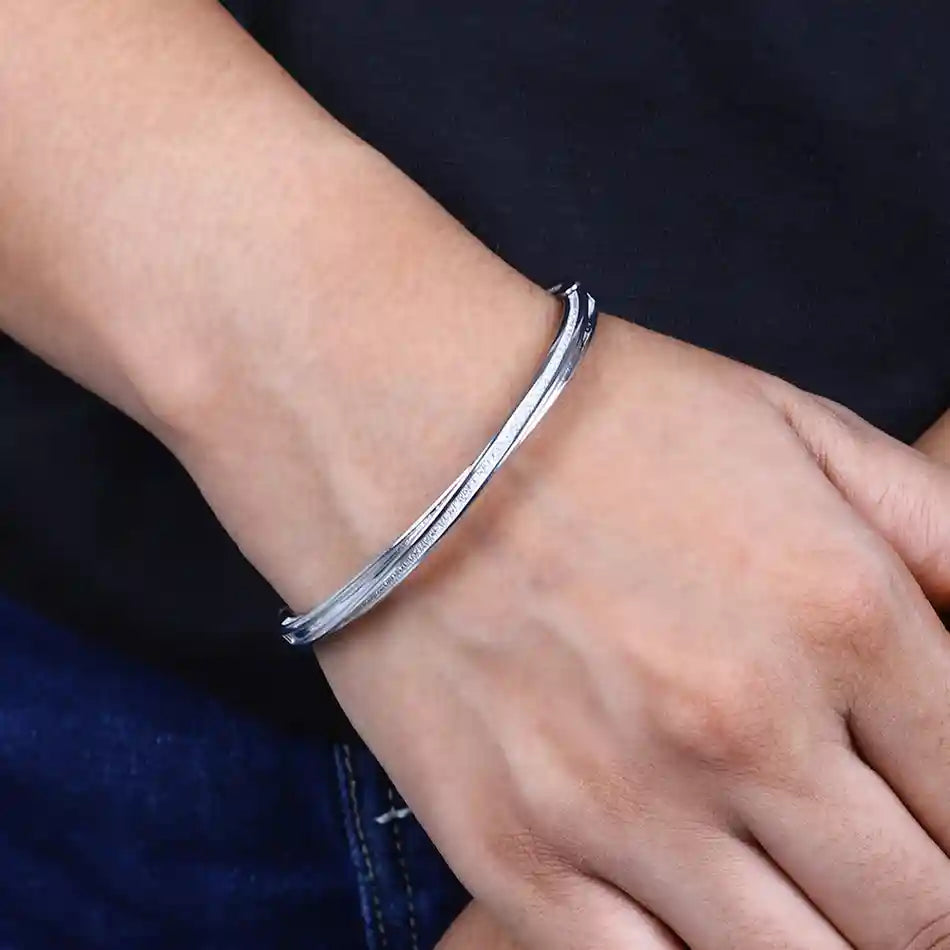 Radiant 92.5 Silver Kadha Bracelet with Dazzling Stone Studs