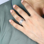 Load image into Gallery viewer, Men's Oxidized Silver Spinner Ring – Tribal Rope &amp; Zigzag Design
