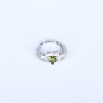Load image into Gallery viewer, Women's Heart-Shaped Green Gemstone Ring – Sparkling Halo &amp; Twisted Band Design
