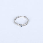 Load image into Gallery viewer, Women's Silver Wave Ring with Blue Sapphire Accent – Elegant &amp; Minimalist Design
