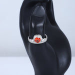Load image into Gallery viewer, Women's Fiery Orange Gemstone Ring – Halo Design with Sparkling Accents
