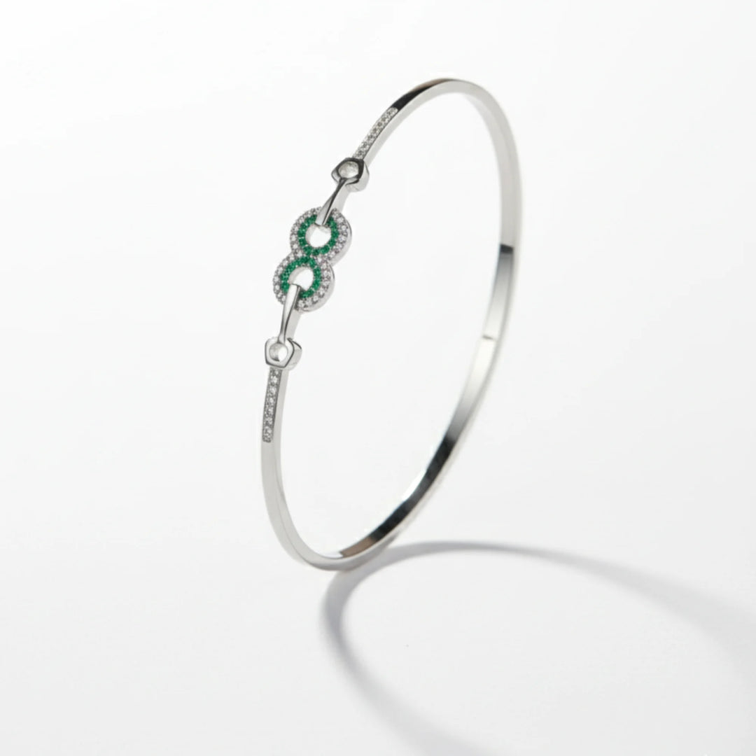 Emerald Glow Silver Green Stone Bracelet