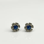 Load image into Gallery viewer, Midnight Bloom Oxidized Silver Blue Stone Earrings
