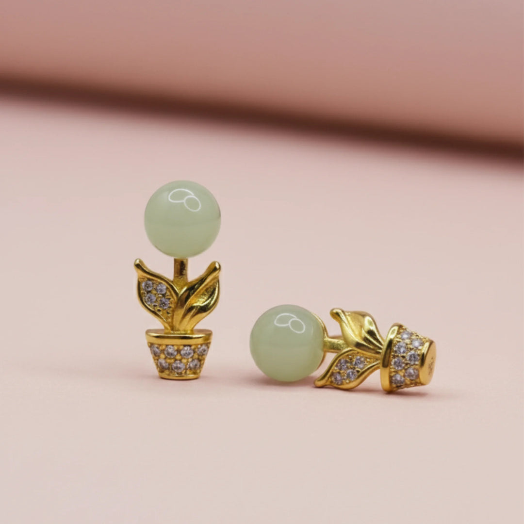 Graceful Pearl Gold-Silver Earrings