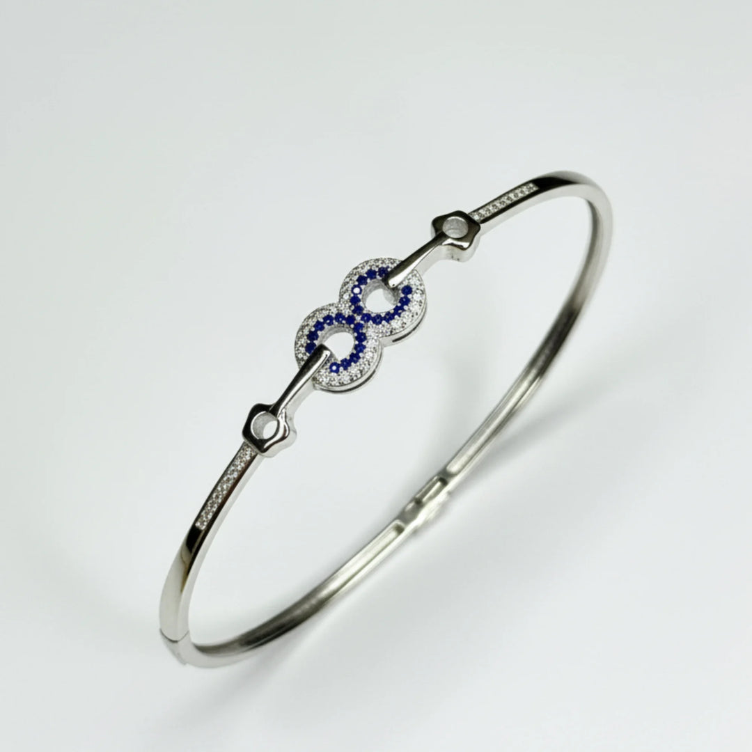 Celestial Spark Blue Stone Silver Bracelet