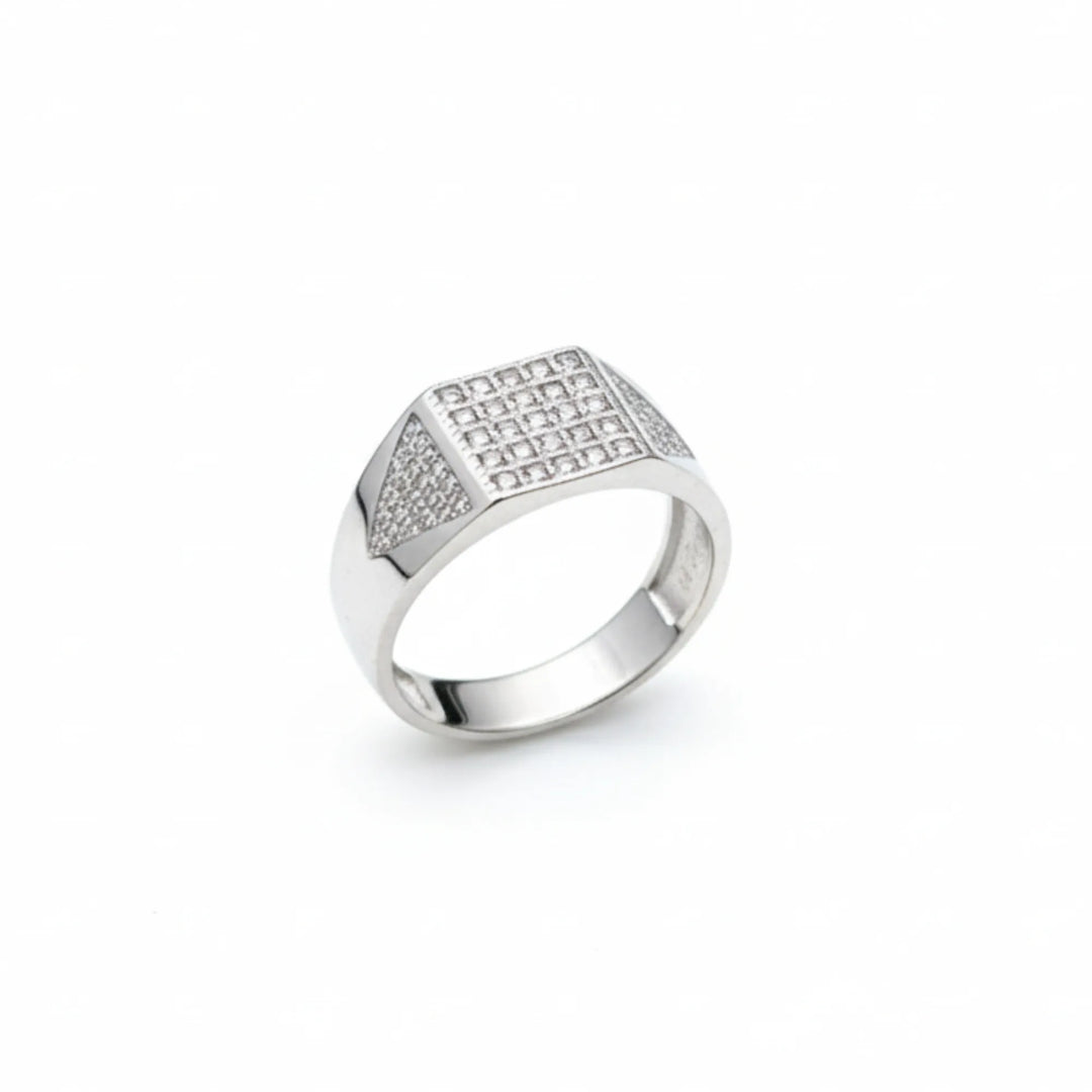 Bold Elegance Stone-Studded Silver Men’s Ring