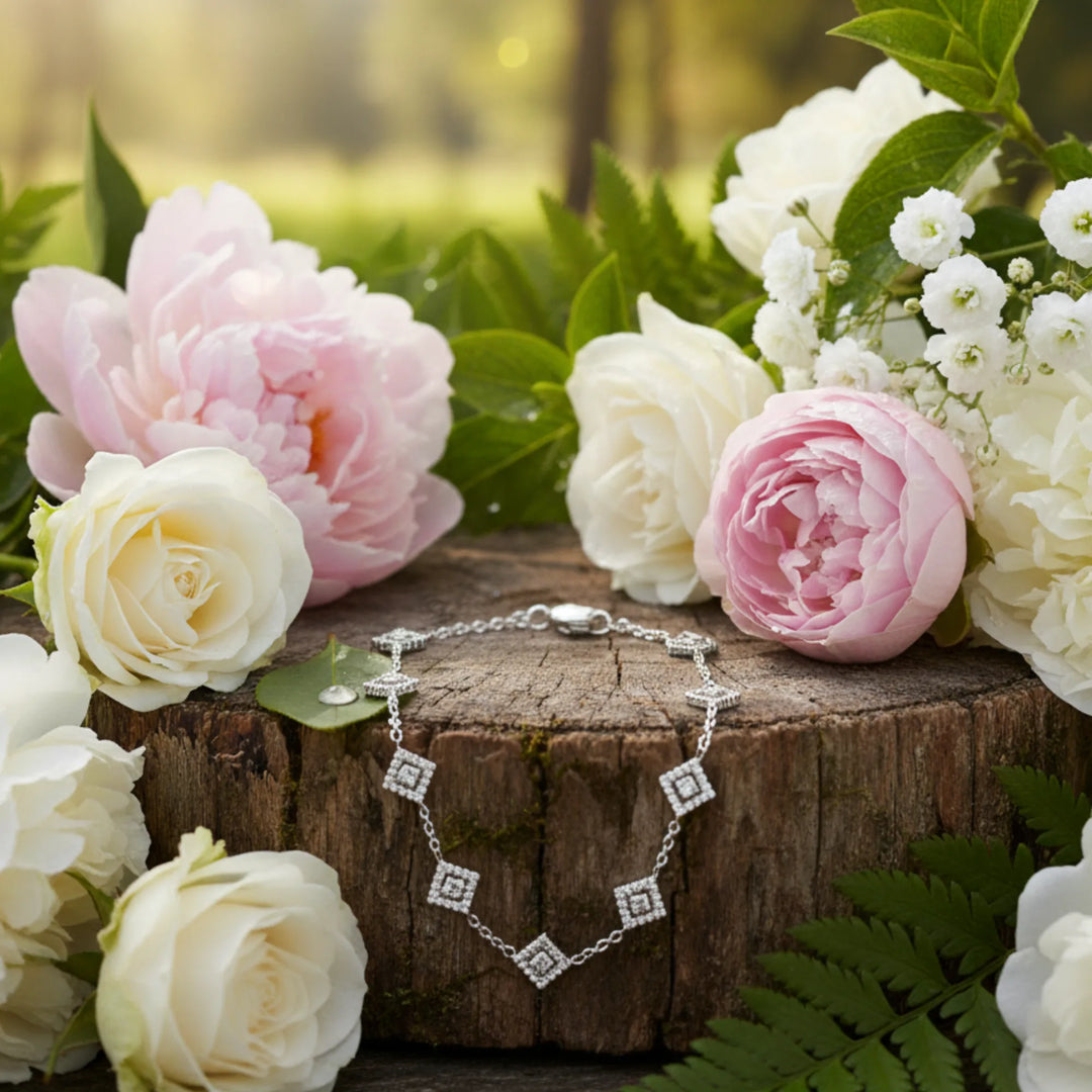 Sparkling Elegance Stone-Studded Silver Bracelet