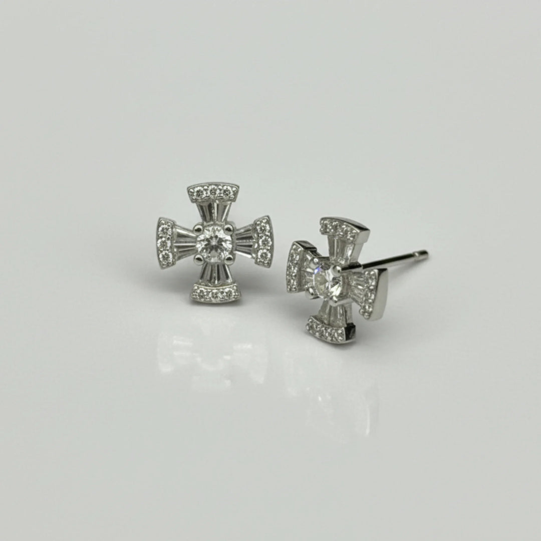 Dazzling Petal Silver Stud Earrings