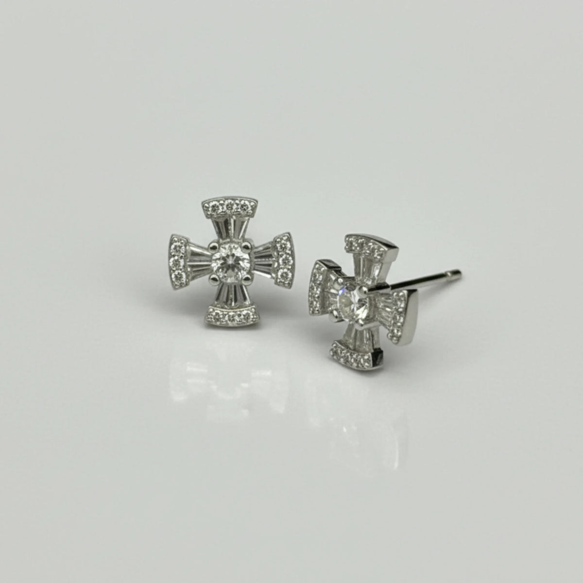 Dazzling petal silver stud earrings