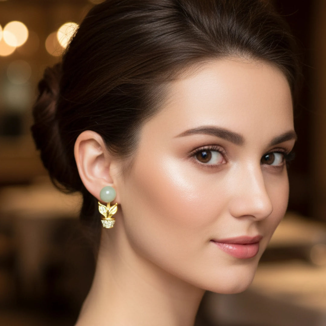 Graceful Pearl Gold-Silver Earrings