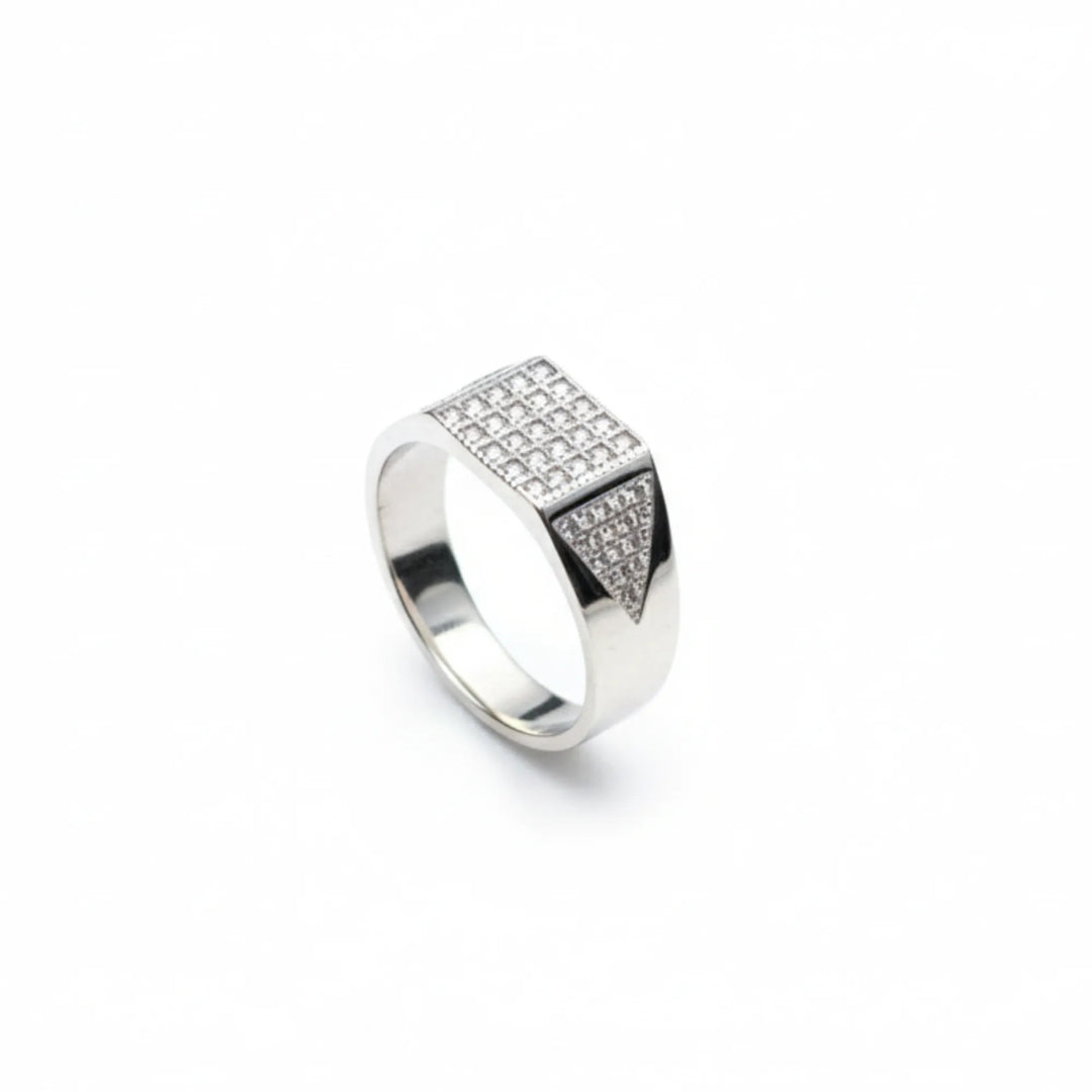 Bold Elegance Stone-Studded Silver Men’s Ring