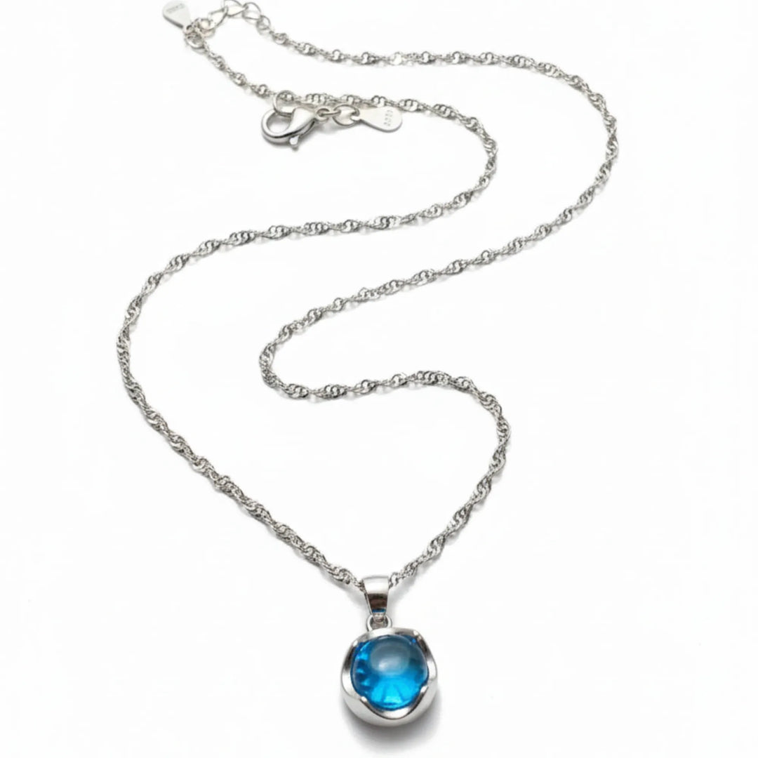 Ocean Glow Silver Blue Stone Pendant