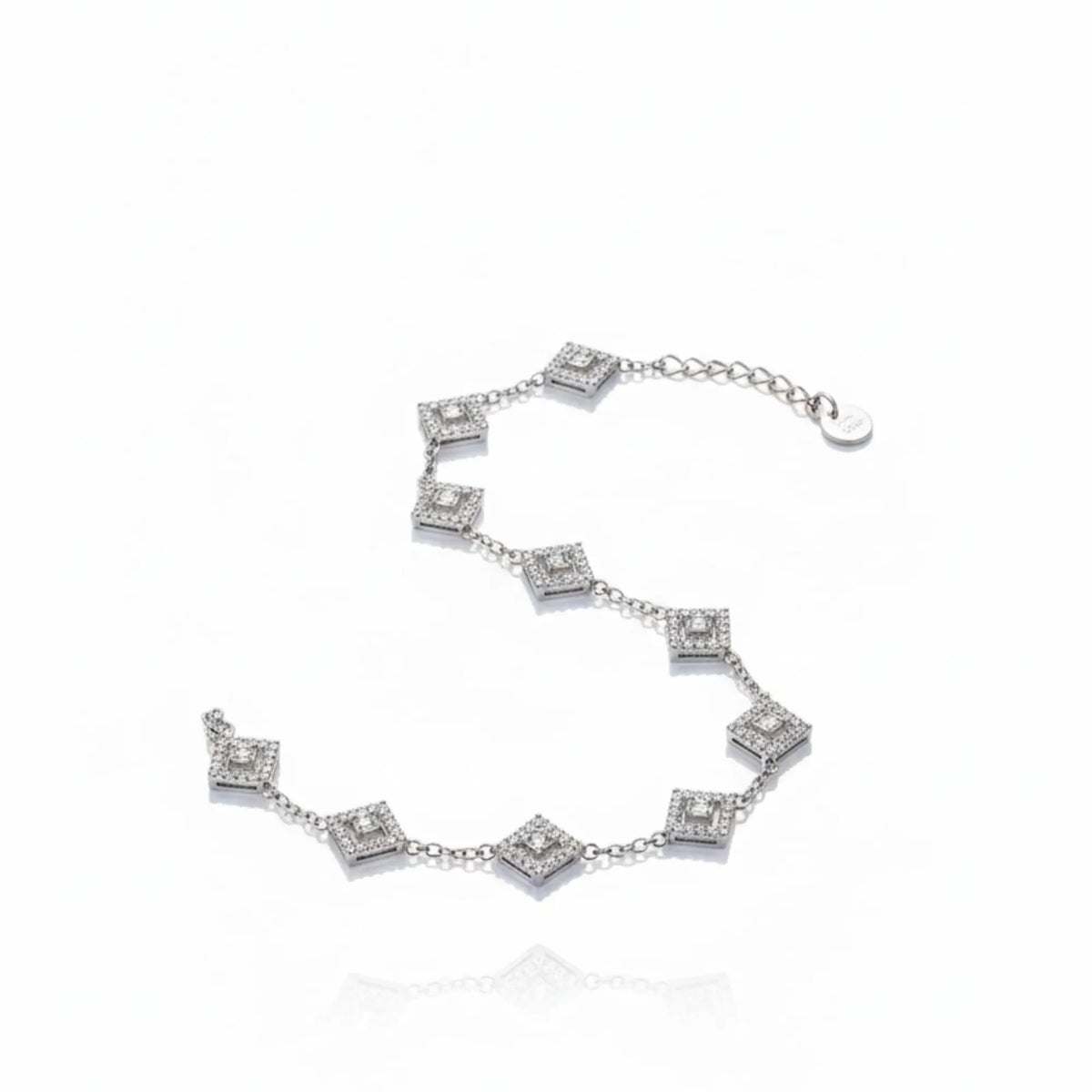 Sparkling elegance stone studded silver bracelet