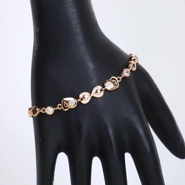 925 Rose Gold-Plated Silver Bracelet with Infinity & Heart Charms - Image 2