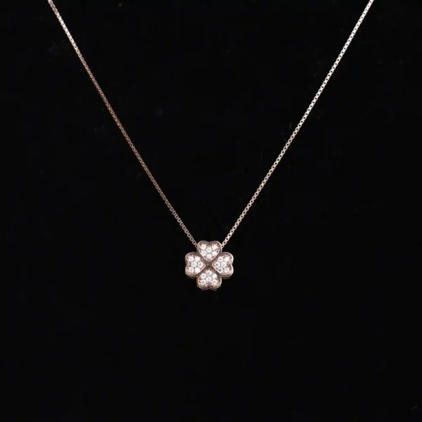 925 Rose Gold-Plated Silver Chain with Four Heart Pendant – Love in Every Detail - Image 4