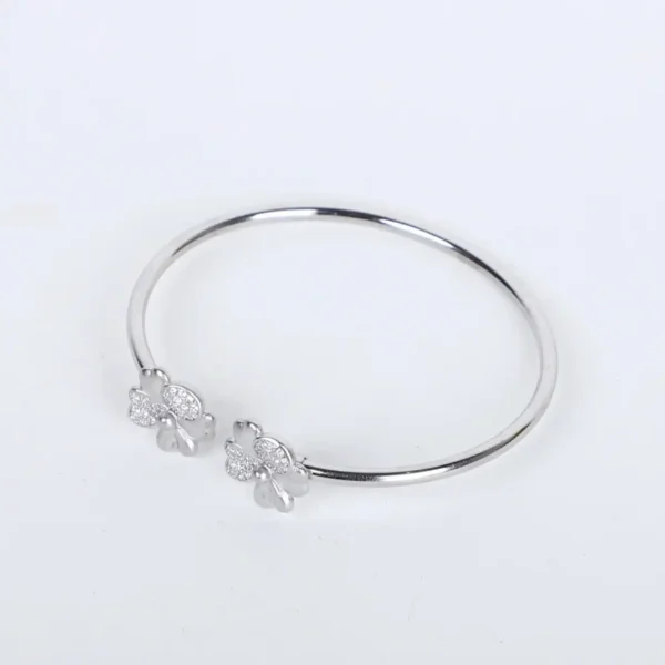 Elegant Silver Kadha Bracelet with Intricate Flower Design - Image 2