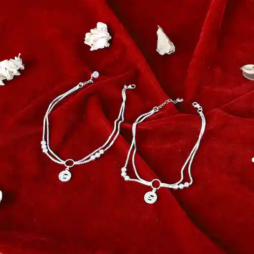 Endless Grace: 925 Silver Infinity Circle layered Chain Anklet