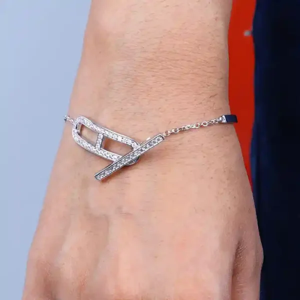 925 Silver Chain Bracelet with Geometric Link Accents – Modern Minimalist Sparkle - Image 2