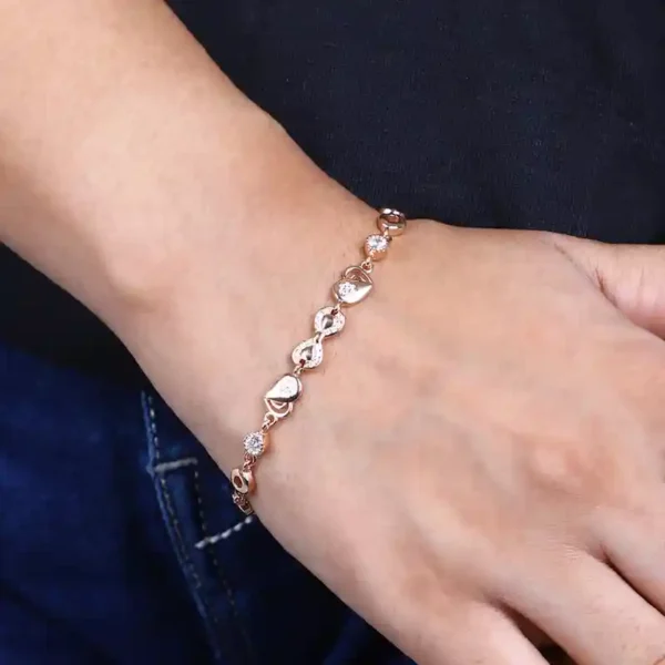 925 Rose Gold-Plated Silver Bracelet with Infinity & Heart Charms - Image 3
