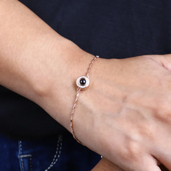 925 Rose Gold-Plated Silver Chain bracelet with Evil Eye Charm – Double Layered Protection - Image 3