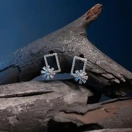 925 Silver Earrings with Geometric Sparkle & Starburst Design