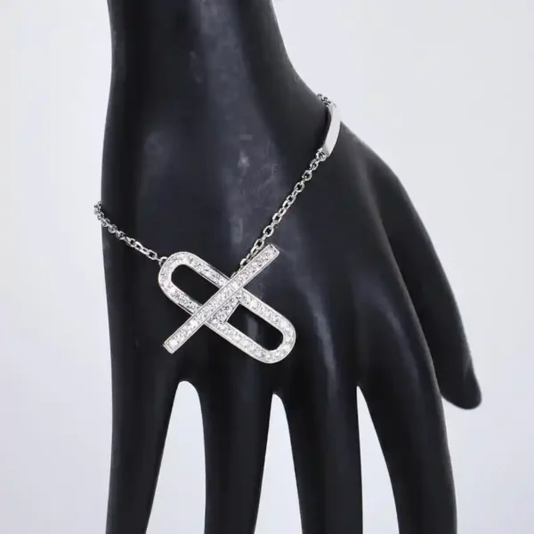 925 Silver Chain Bracelet with Geometric Link Accents – Modern Minimalist Sparkle - Image 3