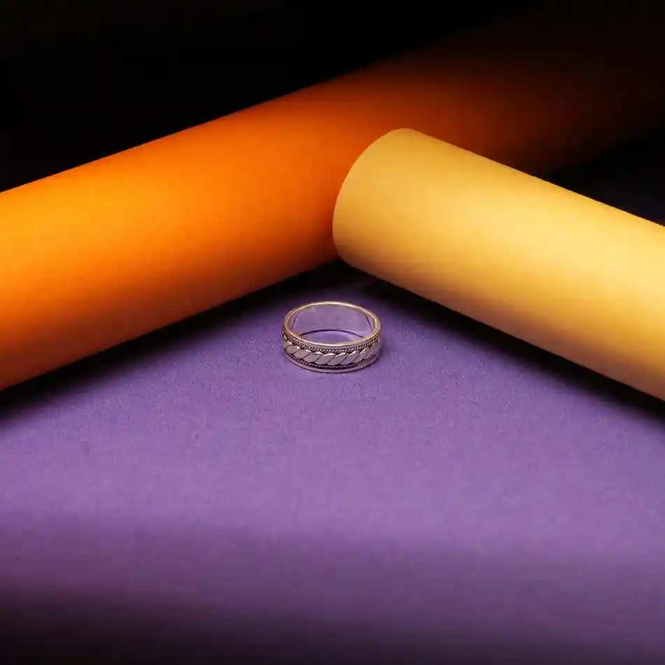 Men's Silver Braided Spinner Ring – Bold & Timeless Design