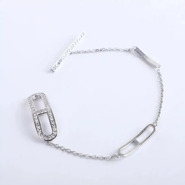 925 Silver Chain Bracelet with Geometric Link Accents – Modern Minimalist Sparkle - Image 4
