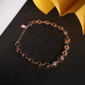 925 Rose Gold-Plated Silver Bracelet with Infinity & Heart Charms